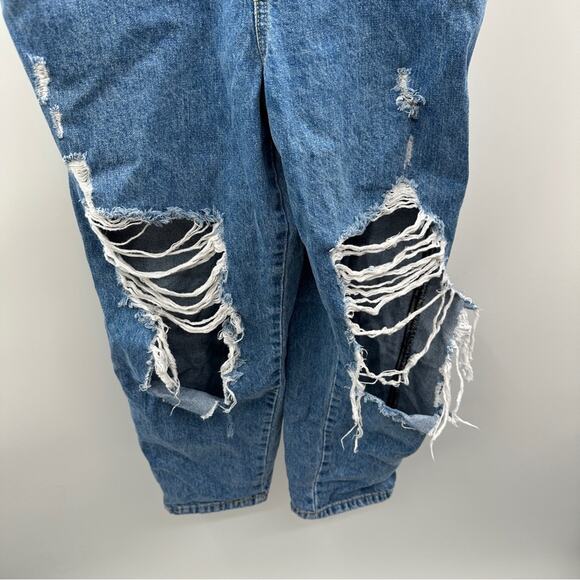 Carmar Denim Medium Wash Distressed Cropped Straight Leg Overalls Size‎ S - Picture 3 of 12